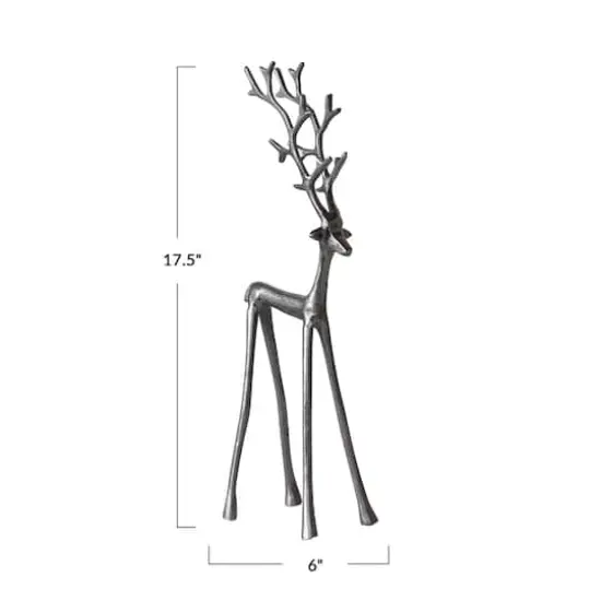 Hello Honey® 17.5" Gunmetal Cast Aluminum Thin Reindeer Tabletop Figurine {4}