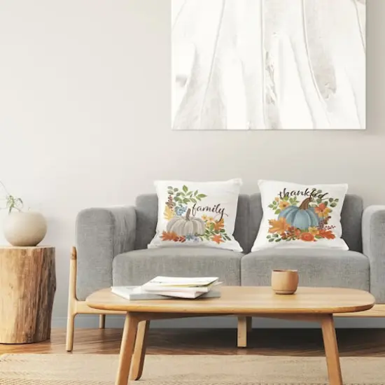 Stupell Industries Family Thankful Fall Pumkin Decorative Printed Throw Pillow {1}