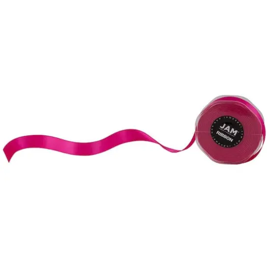JAM Paper 7/8" x 25yd. Double Face Satin Ribbon Shocking Pink {5}