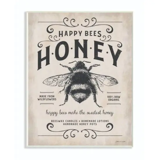 Stupell Industries Honey Bee Rustic Farm Wooden Wall Plaque {1}