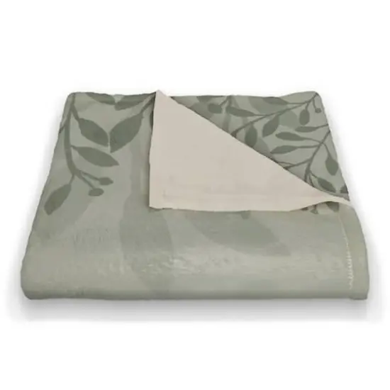 Floral Banner Coral Fleece Blanket Green {3}