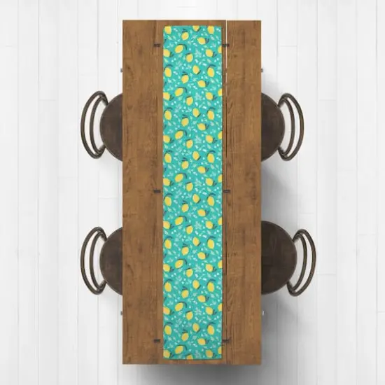 Lemons On Teal Indoor/Outdoor Table Runner {4}