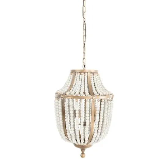 Hello Honey&reg; 27" Metal Chandelier With White Wooden Beads {10}