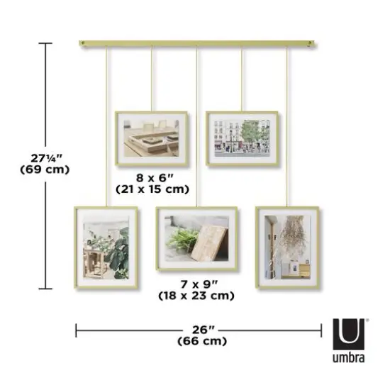Umbra Matte Brass Exhibit Gallery Picture Frame Set {6}