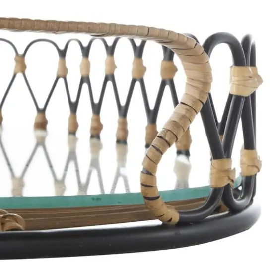 22" Black & Brown D&eacute;cor Tray with Glass Base {6}