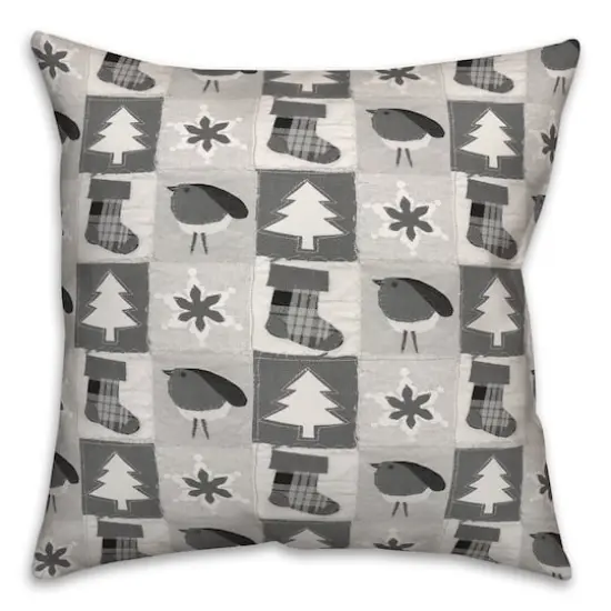 Neutral Primitive Christmas Pattern Throw Pillow {1}