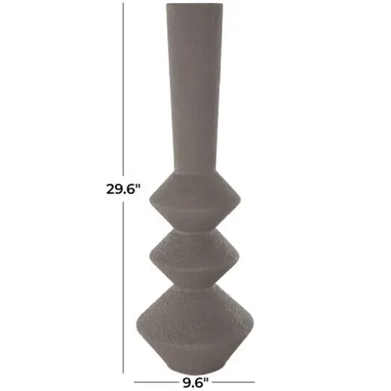 30" Dark Gray Metal Art Deco Style Vase {8}