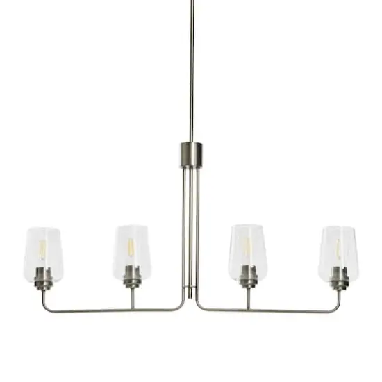 Hello Honey&reg; Robert Stevenson Lighting Holden Metal & Glass 4-Light Linear Chandelier Antique Nickel {1}