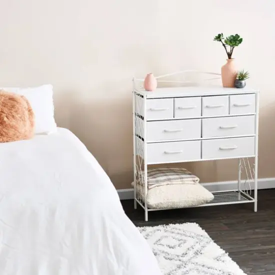 Household Essentials Victoria 8-Drawer Dresser with Shelf White {3}