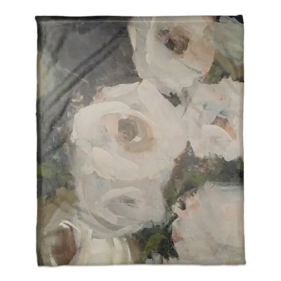 50" x 60" Moody Close-Up Florals Coral Fleece Blanket {1}