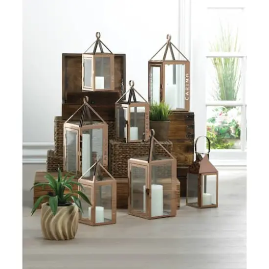 13.75" Rose Metal Frame Caring Lantern {3}