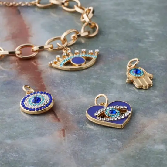 Blue & Gold Evil Eye Charms by Bead Landing&trade; {3}
