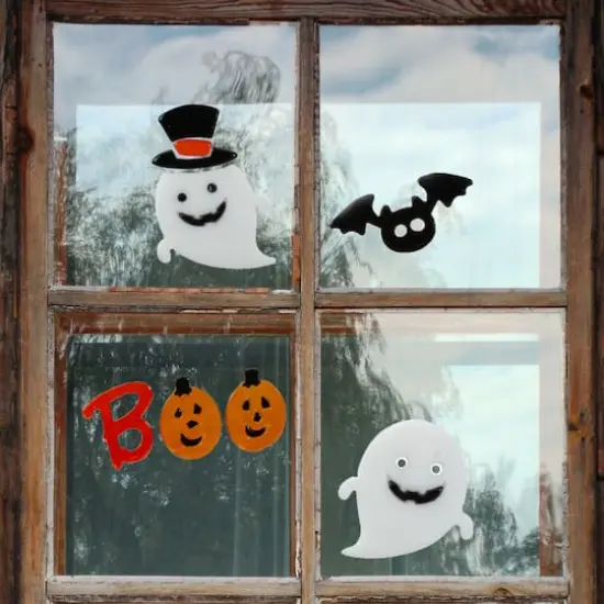 Pumpkin & Ghost "Boo" Halloween Gel Window Clings {3}