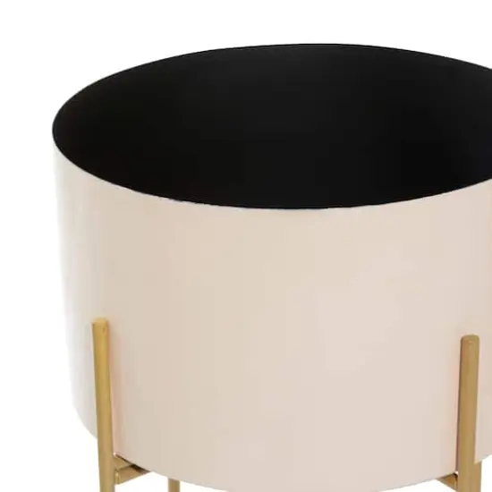 White Metal Contemporary Planter with Gold Legs Set {5}