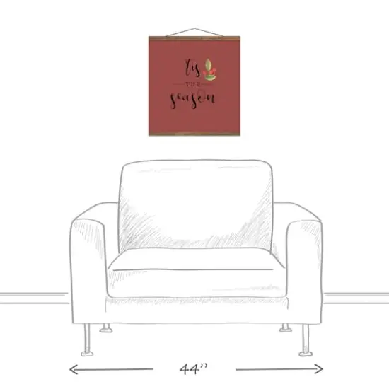 Red Tis the Season Hanging Canvas in Teak Frame {4}