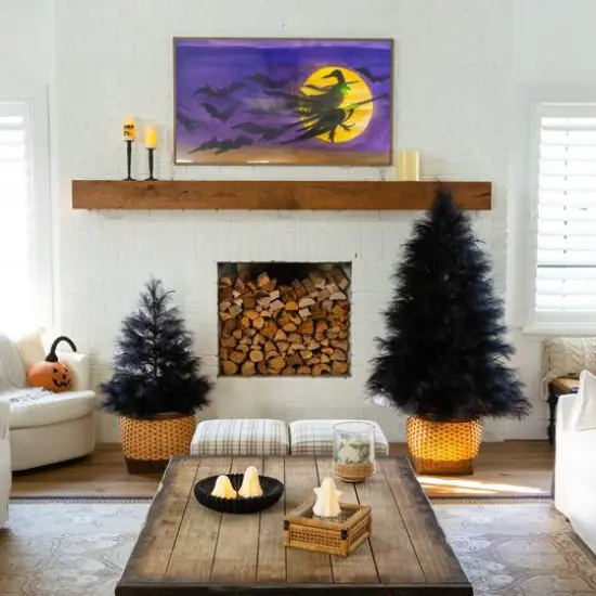 4ft. Artificial Halloween Black Pampas Grass Christmas Tree {8}