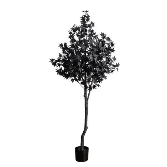6ft. Pre-Lit Artificial Halloween Black Maple Tree with 300 Orange & Purple LED Lights {7}