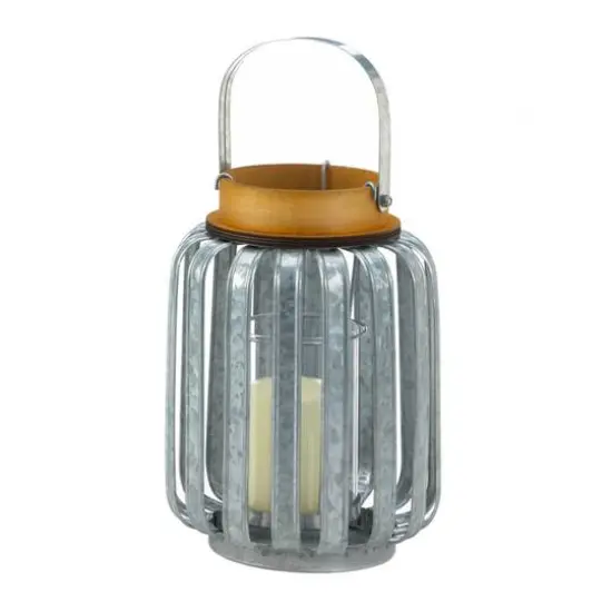 10.5" Large Galvanized Metal Lantern {5}