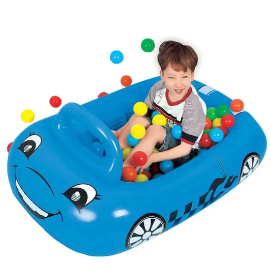 Pool Central&reg; 3.75ft. Blue Inflatable Car Kiddie Ball Pit & Pool Float {1}