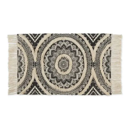 DII&reg; Printed Natural Hand-Loomed Shag Rug, 2ft. x 3ft. Black {2}