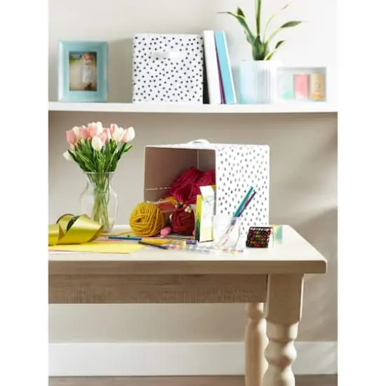 DII&reg; 11" Black & White Dots Storage Cube, 2ct. {10}