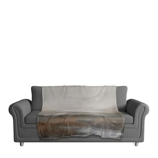 50" x 60" Moody Rust Abstract Riverscape Coral Fleece Blanket {3}