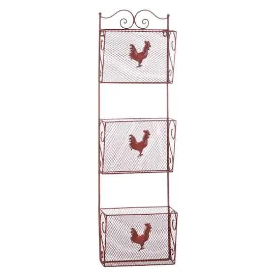 35.5" Red Rooster Triple Basket Organizer {1}