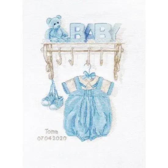 Luca-s Baby Boy Birth Counted Cross Stitch Kit {1}