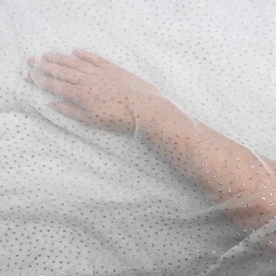 Feldman White with Silver Dots Mesh {4}