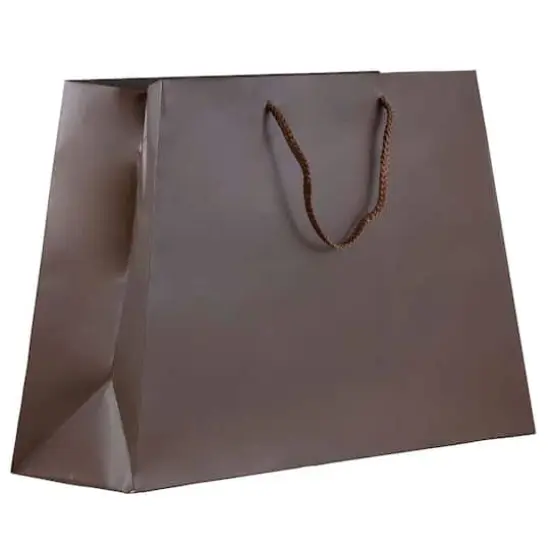 JAM Paper Matte Chocolate Brown Trapezoid Gift Bags with Rope Handles, 100ct. {1}