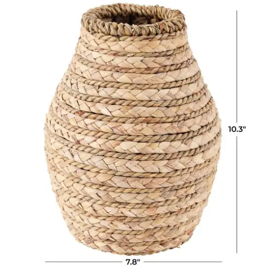 10" Light Brown Seagrass Handmade Braided Vase {5}