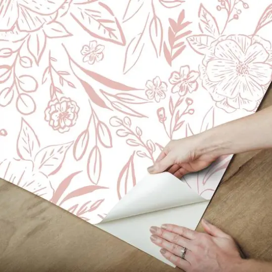 RoomMates Pink & White Floral Sketch Peel & Stick Wallpaper {8}