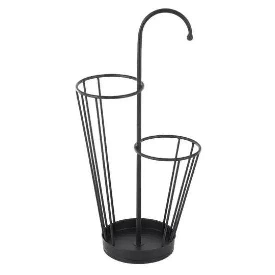 27" Metal Umbrella Stand with Handle Black {9}