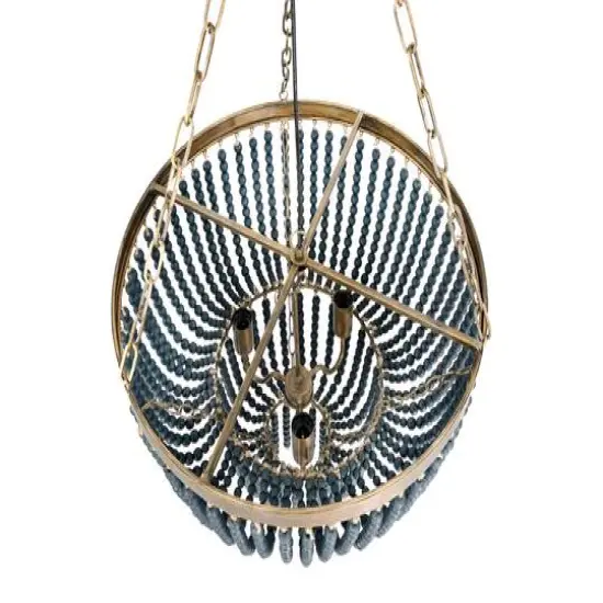 Hello Honey&reg; 25.5" Iron Pendant Light With Blue Wood Beads {9}