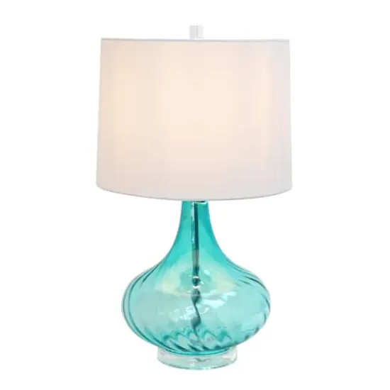 Elegant Designs Light Blue Glass Table Lamp with Fabric Shade {3}