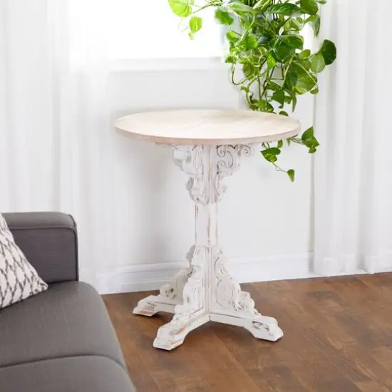 2.5ft. White Chinese Fir Farmhouse Accent Table {7}