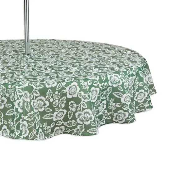 Artichoke GreenFloral Print Outdoor Tablecloth with Zipper, 60" Round {1}