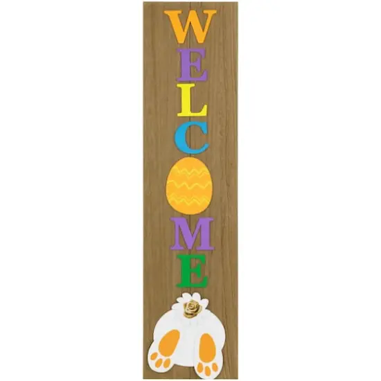 3.25ft. Welcome Wooden Easter Bunny Porch Board Sign {1}