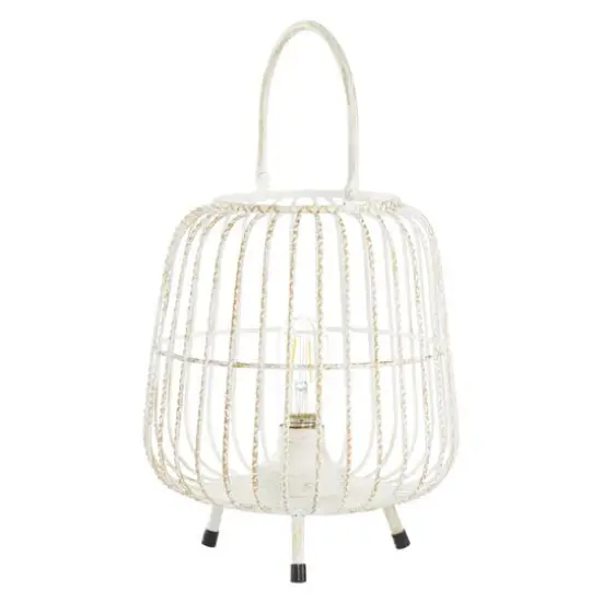White Iron Modern Candle Holder Lantern, 12" x 10" x 10" {3}