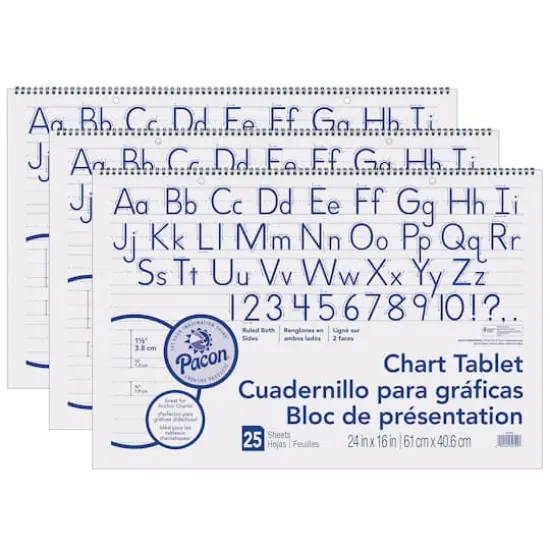 Pacon&reg; 24" x 16" 1.5" Ruled Chart Tablets, 3ct. {1}