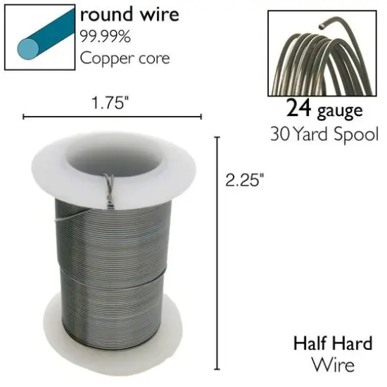 The Beadsmith&reg; Wire&trade; Elements 24 Gauge Tarnish-Resistant Wire Hematite {7}