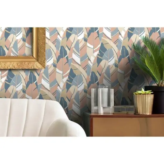 RoomMates Hearts of Palm Peel & Stick Wallpaper Blue/Pink {4}