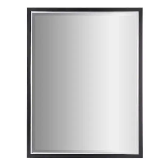 Brushed Black/Chrome Metal Framed Beveled Edge Wall Mirror - 30" x 40" {1}