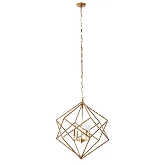 30" Gold Iron Modern Caged Chandelier {3}