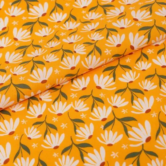 SINGER Coneflowers on Orange Cotton Fabric {3}