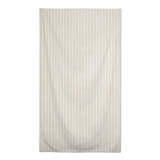 Cream & White Ticking Stripe Cotton Tablecloth {1}