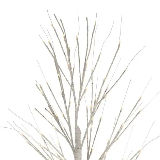 6ft. Pre-Lit White Twig Artificial Christmas Tree, Warm White LED Lights {6}