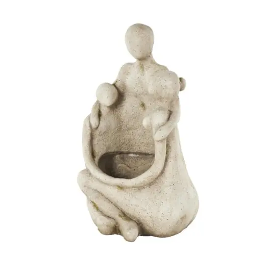 19" Cream Embracing Family Figures Sitting Planter {4}