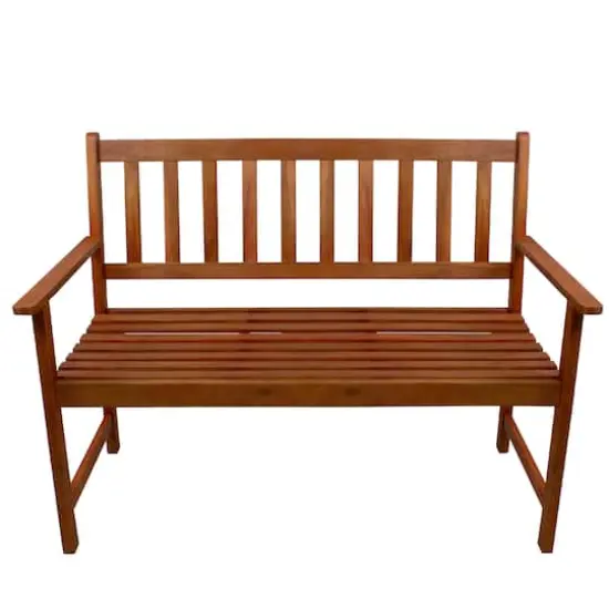 48" Light Brown Acacia Wood Outdoor Patio Bench {1}