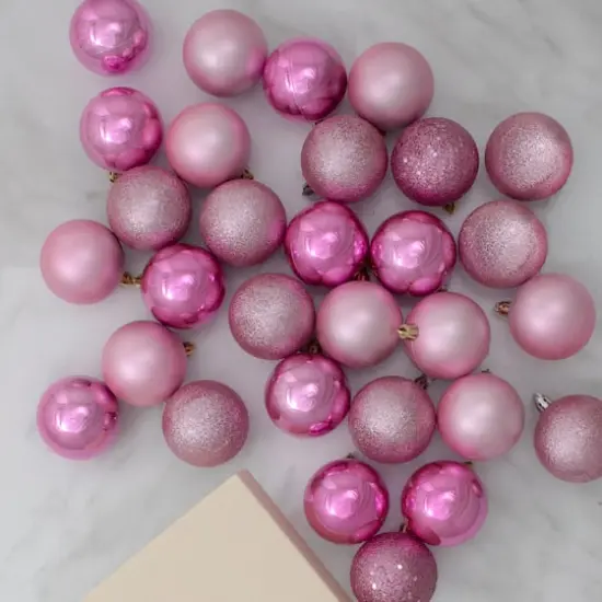 60ct. 2.5" Bubblegum Pink Shatterproof Plastic Ball Ornaments {3}